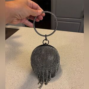 Elegant Silver Beaded Round Evening By Badgley Mischka